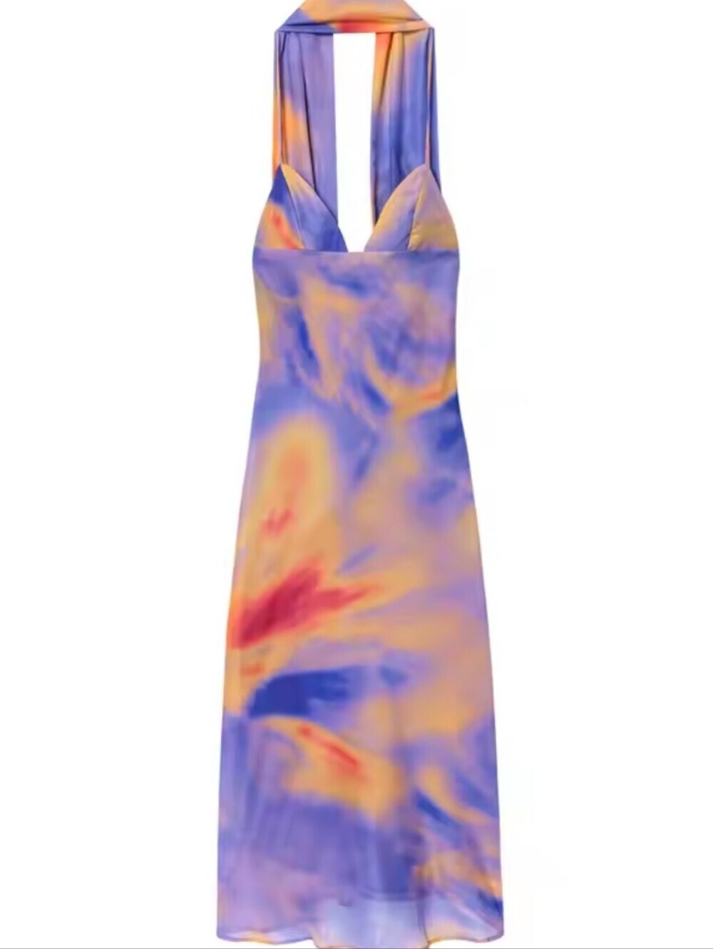 Flowing Blue & Orange Tie-Dye Maxi Dress - Picture 4 of 6